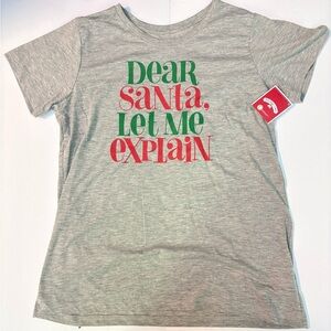 Holiday Time Gray T-Shirt with Red Print Size Medium